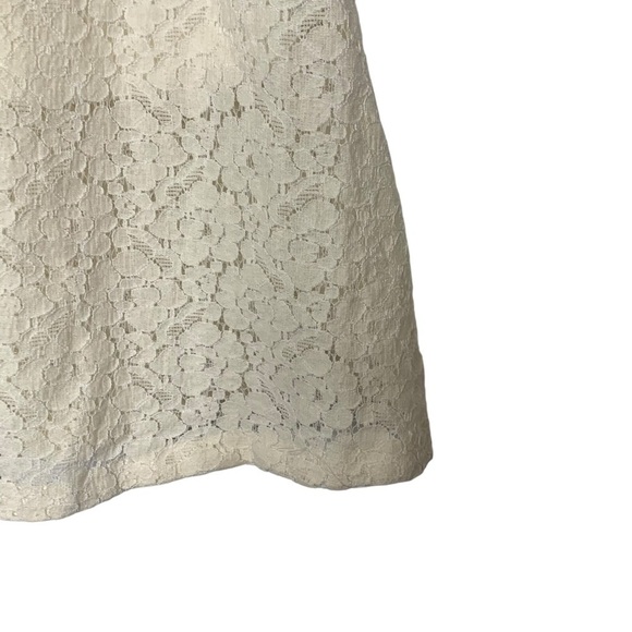 H&m Ivory Cream Lace A-Line Skirt Elastic Stretch Modest Chic Midi Skirt Size 4 - Picture 10 of 13